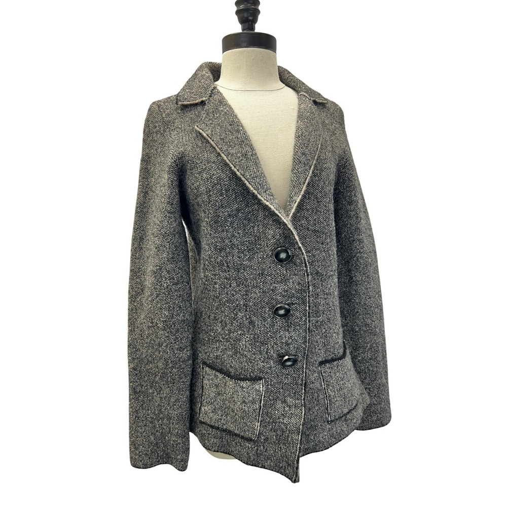 Cocogio Knit Blazer Womens Large Grey‎ Excellent Wool Blend Made in Italy Jacket